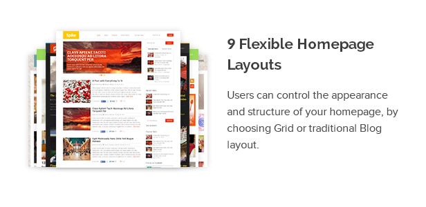 Users can control the appearance and structure of your homepage, by choosing Grid or traditional Blog layout.