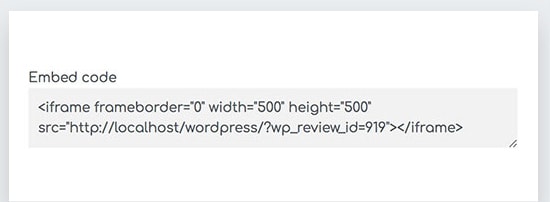 Review Box Embed Option
