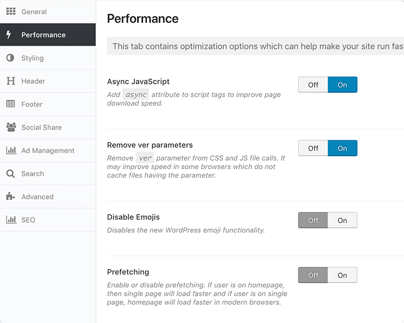 Dedicated Performance Options