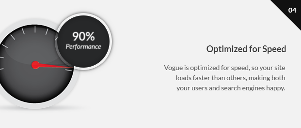 Vogue is optimized for speed, so your site loads faster than others, making both your users and search engines happy.