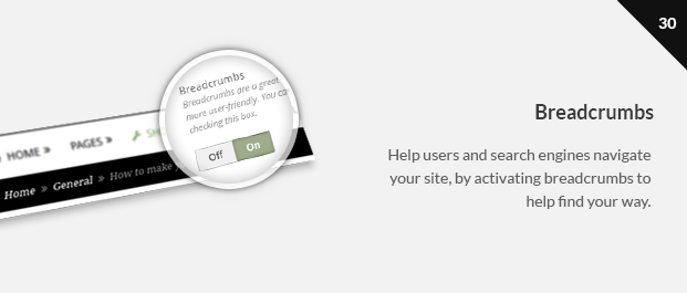 Help users and search engines navigate your site, by activating breadcrumbs to help find your way.