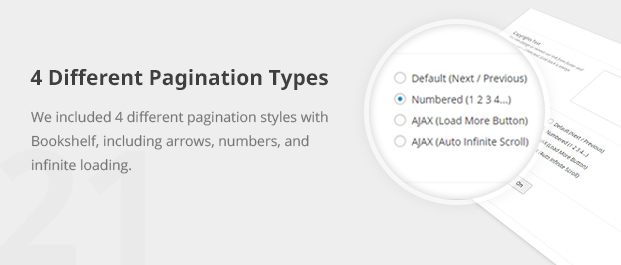 We included 4 different pagination styles with Bookshelf, including arrows, numbers, and infinite loading.