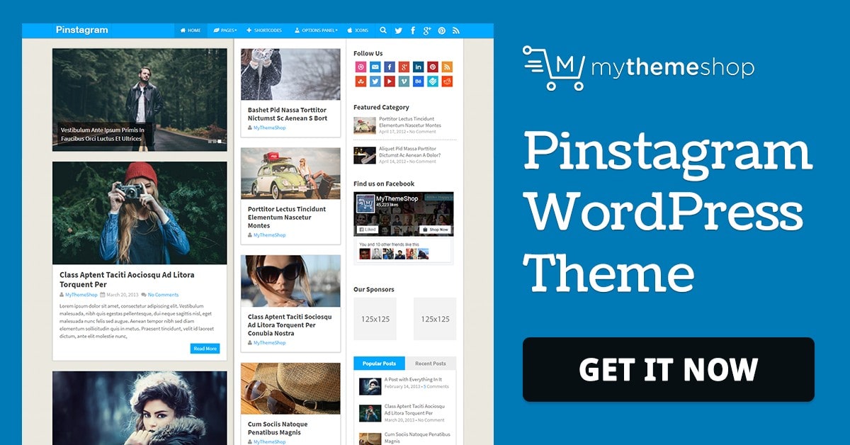 Pinstagram - Pinterest Inspired WordPress Theme @ MyThemeShop