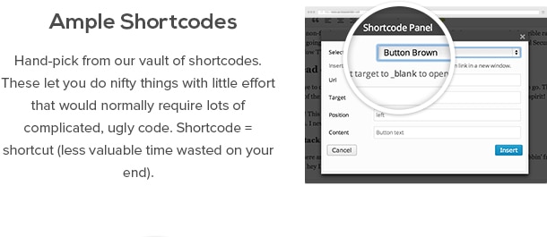 Shortcodes Amplios - Manual para elegir nuestra bóveda de códigos cortos. Estos le permiten hacer cosas ingeniosas con poco esfuerzo que normalmente requeriría una gran cantidad de complicado, código feo. Código corto = acceso directo (menos valioso tiempo perdido en su extremo)