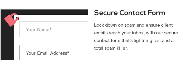 Lock down on spam and ensure client emails reach your inbox, with our secure contact form that's lightning fast and a total spam killer.