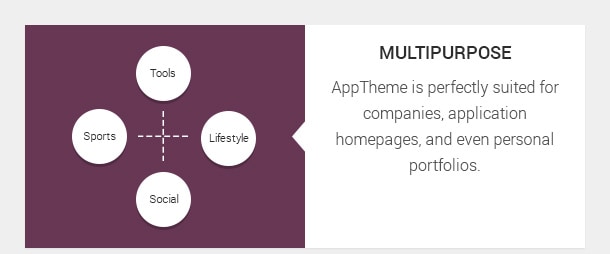 AppTheme is perfectly suited for companies, application homepages, and even personal portfolios.