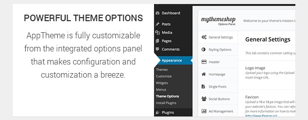 AppTheme is fully customizable from the integrated options panel that makes configuration and customization a breeze.