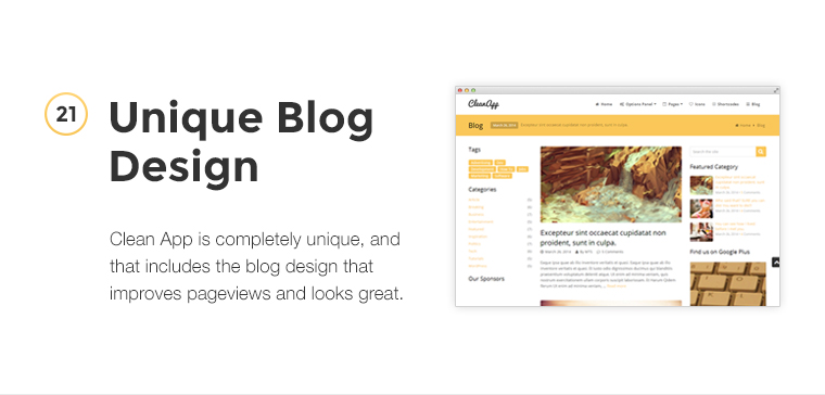 CleanApp is completely unique, and that includes the blog design that improves pageviews and looks great.