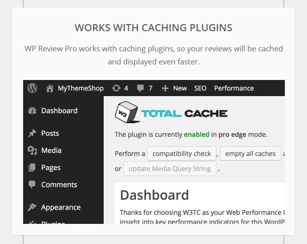 Works with Caching Plugins - WP Review Pro works with caching plugins, so your reviews will be cached and displayed even faster.