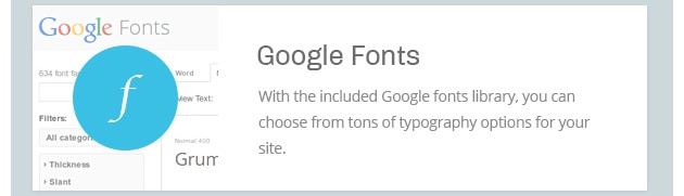 With the included Google fonts library, you can choose from tons of typography options for your site.