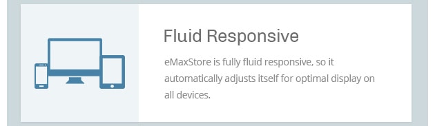 eMaxStore is fully fluid responsive, so it automatically adjusts itself for optimal display on all devices.