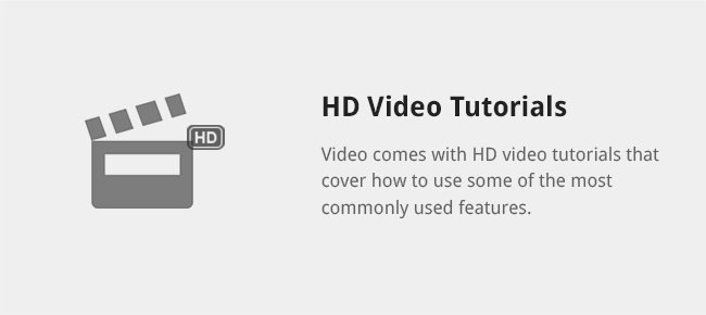Video comes with HD video tutorials that cover how to use some of the most commonly used features.