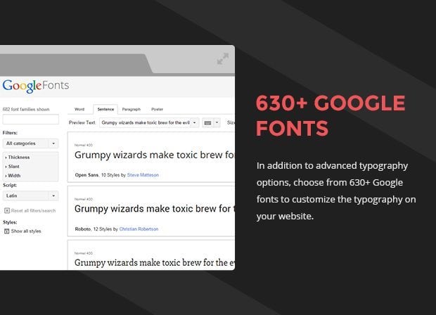 630+ Google Fonts