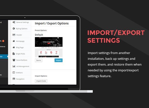 Import Export Settings