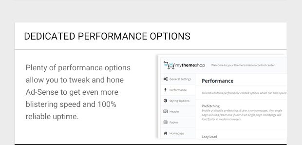 Plenty of performance options allow you to tweak and hone Ad-Sense to get even more blistering speed and 100% reliable uptime.