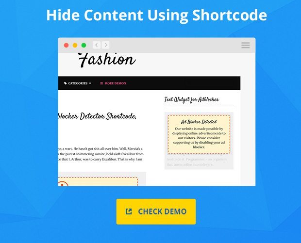 Hide Content Using Shortcodes if Adblocker is detected