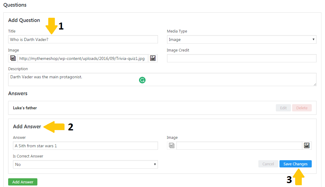 adding questions and answers