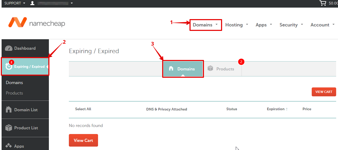 Domain Name Renewal on NameCheap