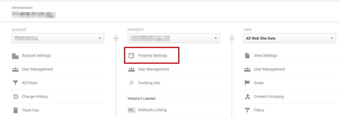 Step 3: Open Property Settings in Analytics