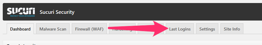 Sucuri Last Logins Screen