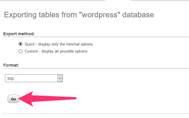 Select Go and Export