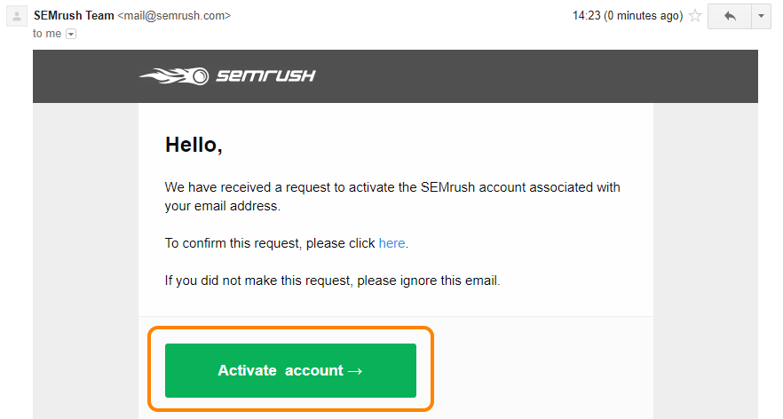 Activate semrush Account