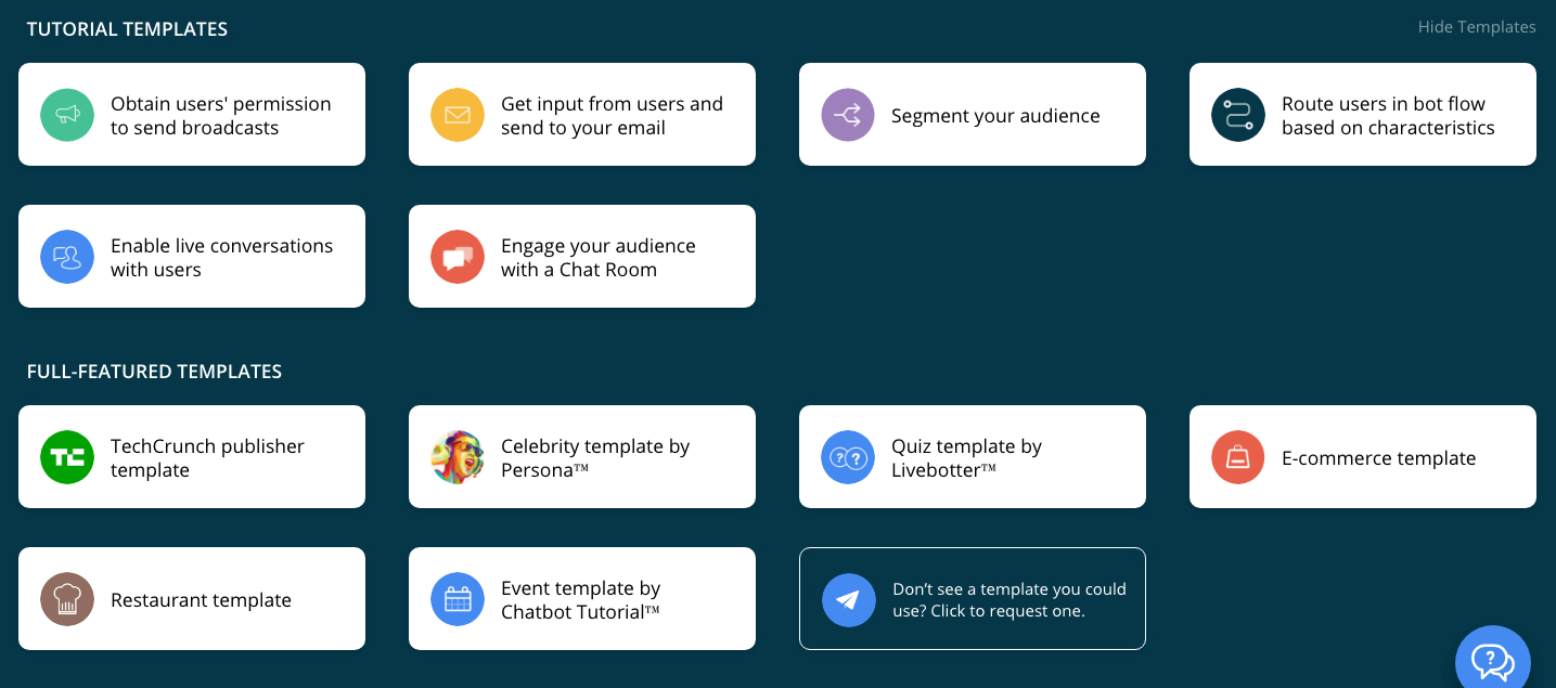 Chatfuel Tutorial Templates