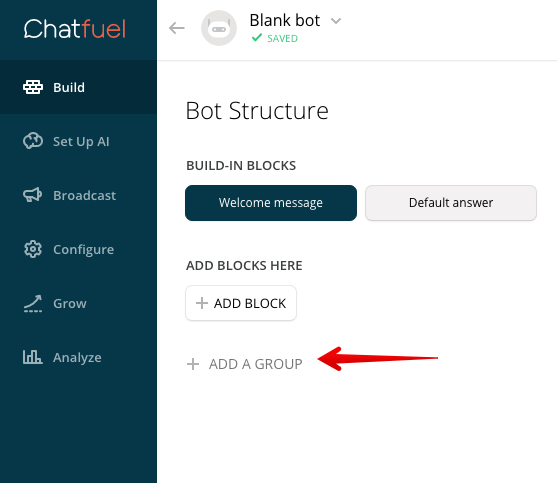 Chatfuel add group