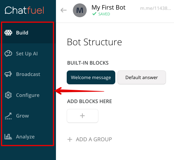 Chatfuel dashboard UI