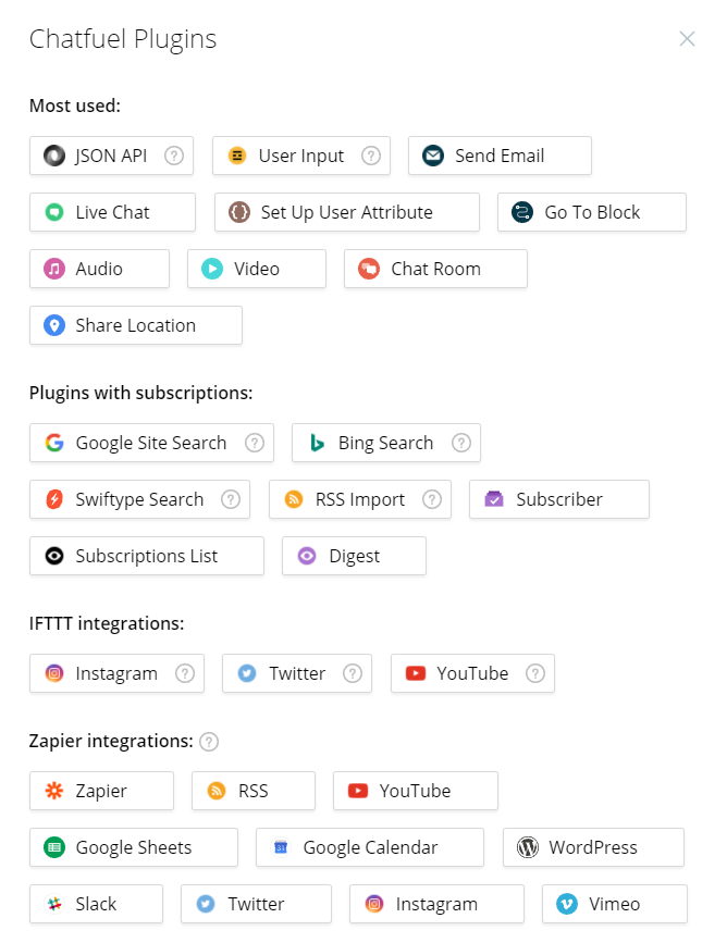 plugins for Chatfuel
