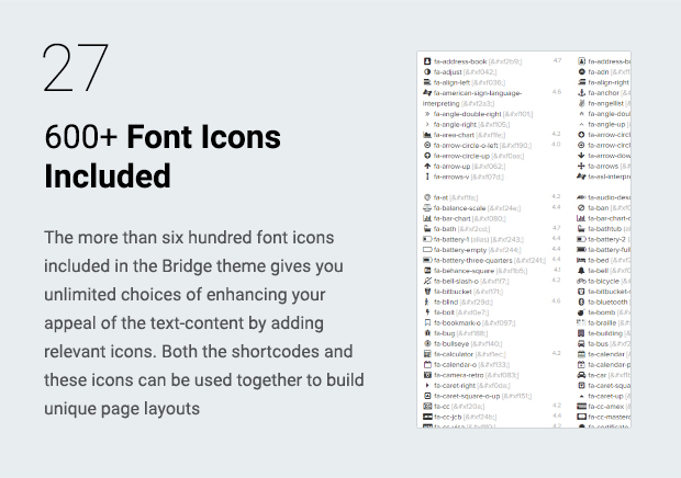 600+ Font Icons Included