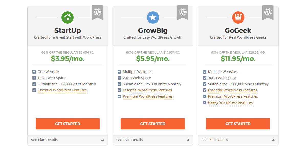 Siteground Hosting Plans