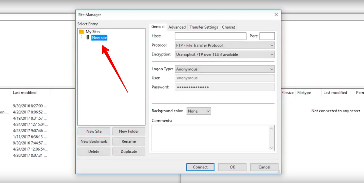 FileZilla-New-Site