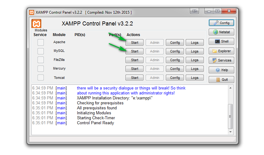 xampp-start-screen