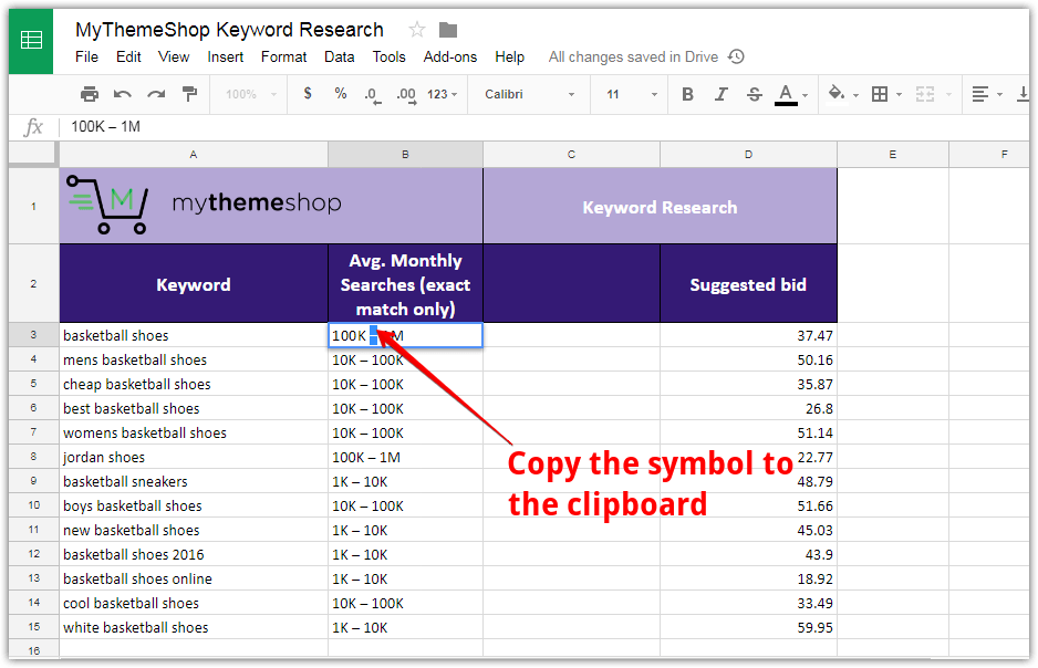 copy hyphen to clipboard