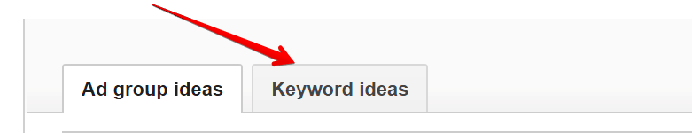 keyword ideas tab