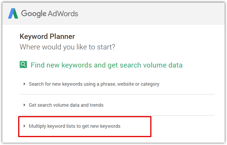 keyword planner section 3