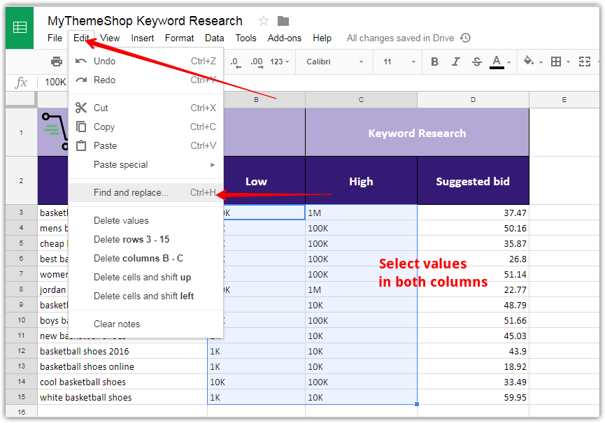 select find and replace