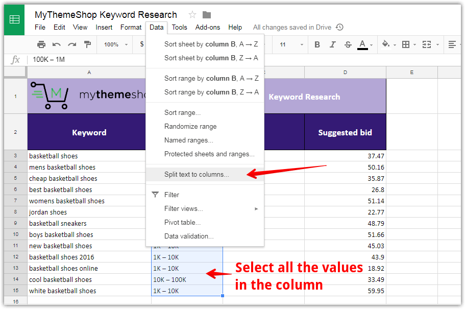 split text to columns