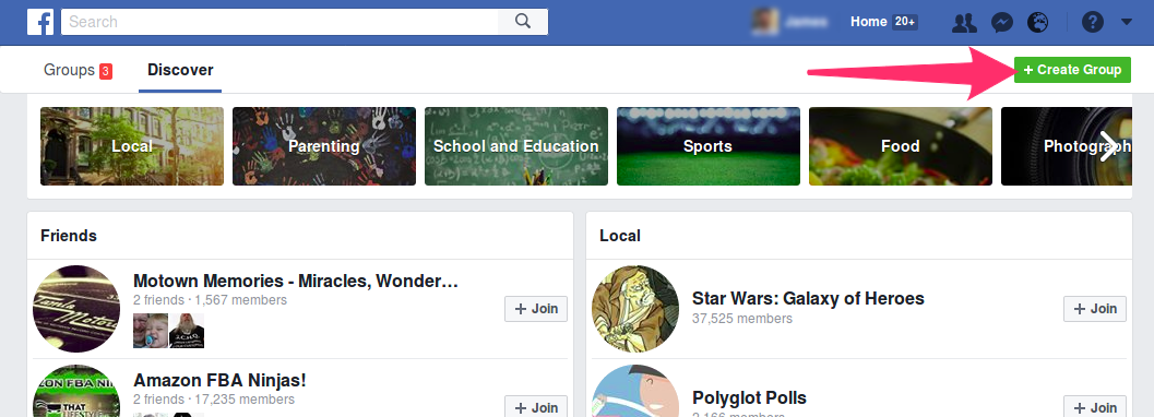 create a facebook group