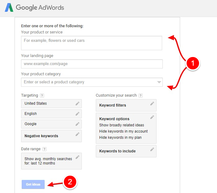 google keyword planner