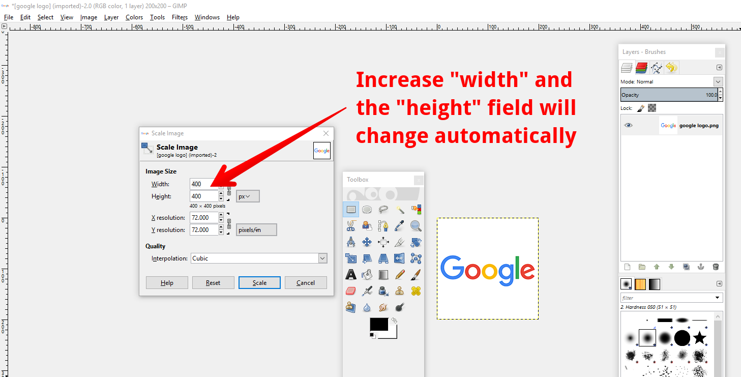 increase width and height field