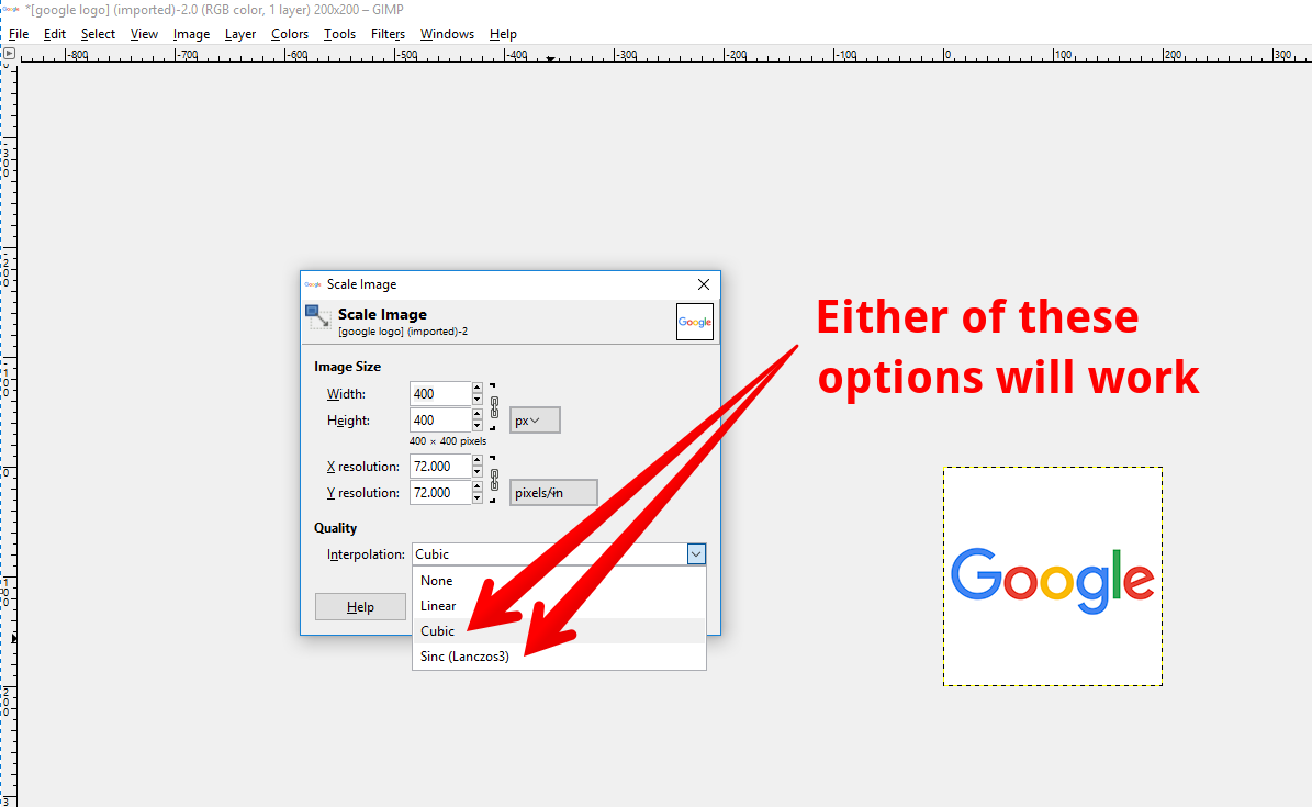 select quality interpolation setting