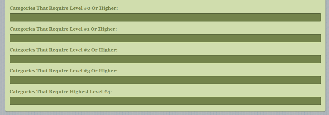 category access restriction details