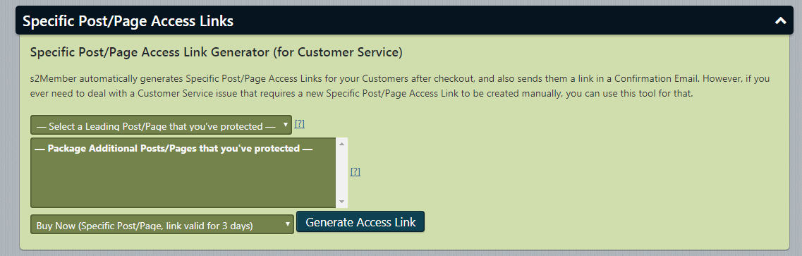generate specific post access link
