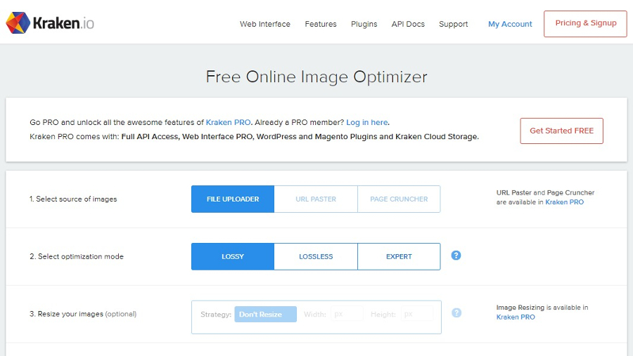 kraken online image optimizer