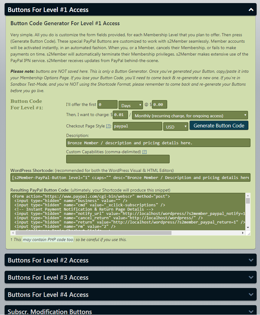 level 1 access details