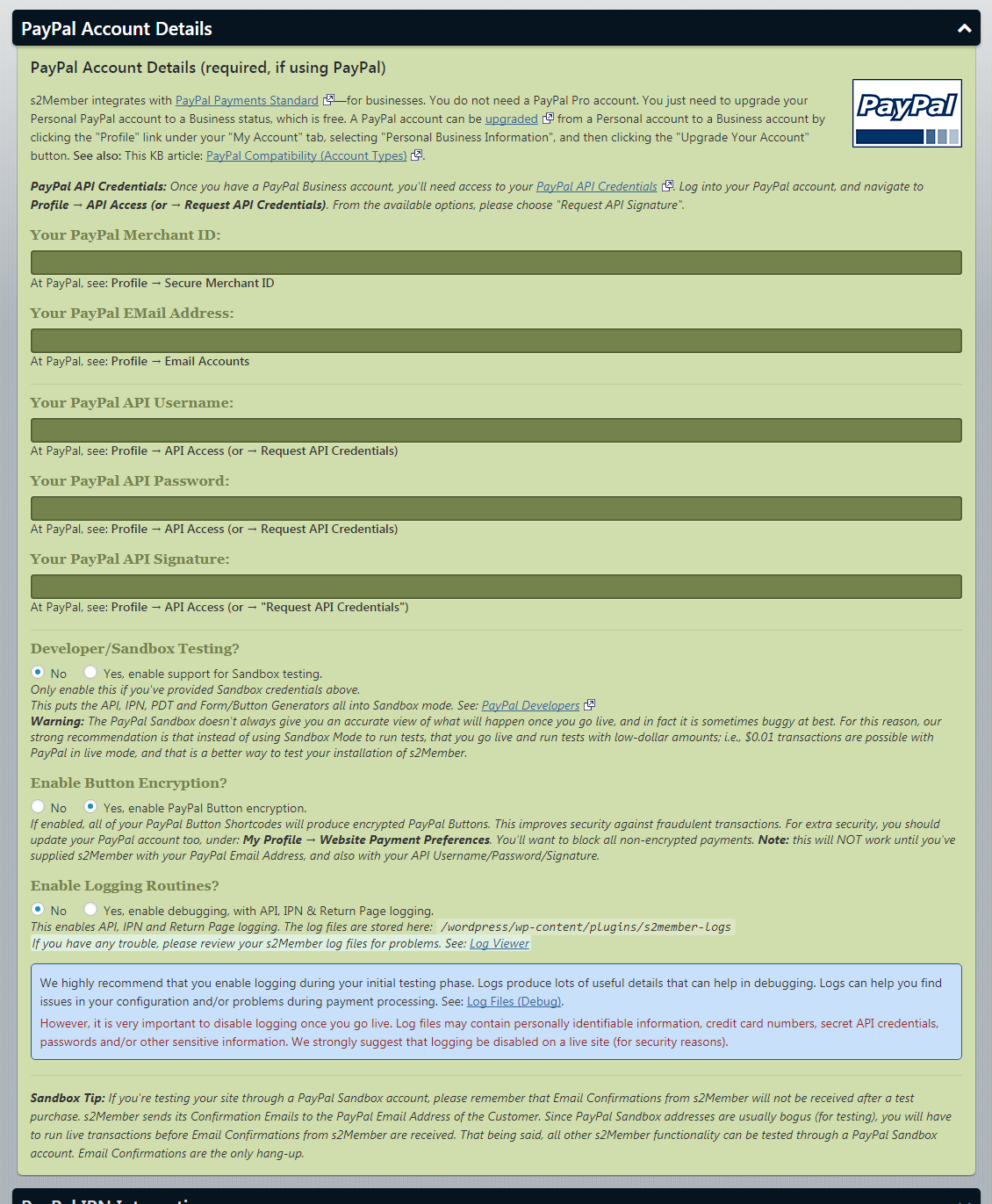 s2 paypal account details