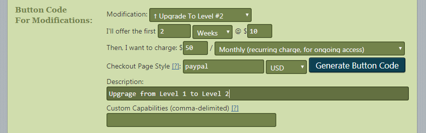 upgrade button setup