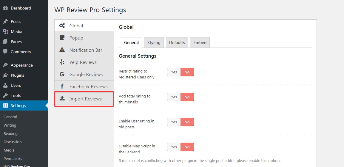 navigate import review